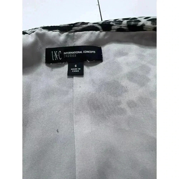 INC Maxi Dress Size 6 Leopard Print Balloon Long Sleeves - Picture 7 of 8